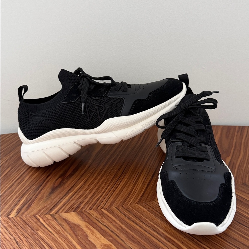 NWT Stuart Weitzman 5050 Logo Low-Top Sneakers Black Size 9 - Picture 5 of 14